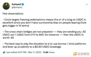 加密分析师0xHamZ：Circle在很大程度上冻结了赎回